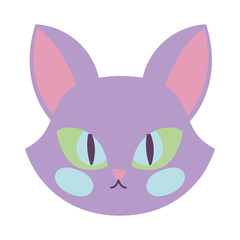 happy halloween celebration cat face purple color cartoon