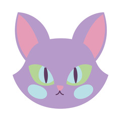 happy halloween celebration cat face purple color cartoon