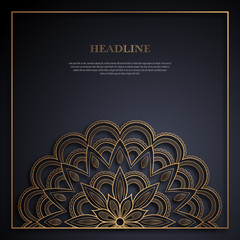 Gold and black greeting card template in retro style. Great design for any purposes: invitation, flyer, menu, brochure or leaflet