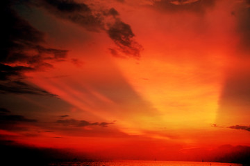 Colorful sunset sky in evening time