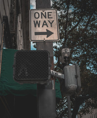 one way old sign 