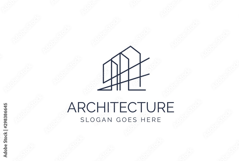 Canvas Prints simple modern building architecture logo design with line art skyscraper graphic