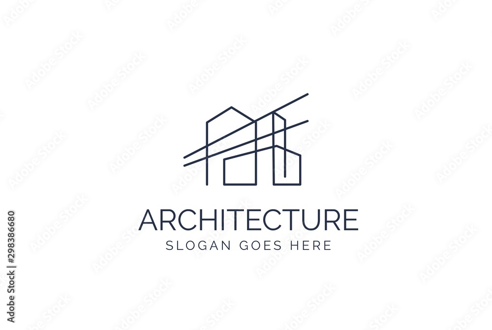 Canvas Prints simple modern building architecture logo design with line art skyscraper graphic