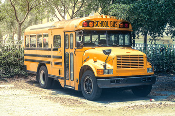 Typical yellow school bus from United States of America