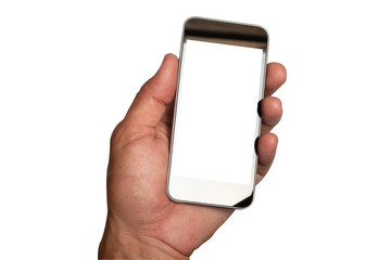 Smart phone in hand with clipping path,Isolated background