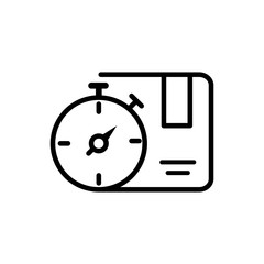 cardboard box stopwatch service delivery icon thick line