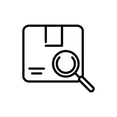 cardboard box magnifier delivery icon thick line