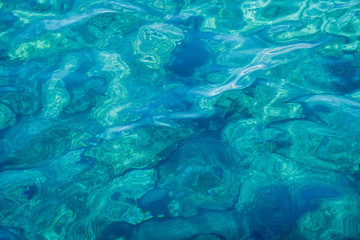 Fototapeta na wymiar Turquoise sea surface background with copy space