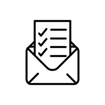 mail report check mark delivery icon thick line