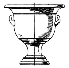 Greek Krater is a type of antique vase, vintage engraving. © Morphart