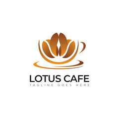 logo lotus cafe, with  coffee bean as flower vector