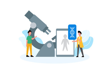 biochemistry laboratory of nanotechnology. DNA laboratory vector illustration concept for web landing page template, banner, flyer and presentation