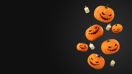 Halloween Pumpkin with candles on dark background - 3D rendering