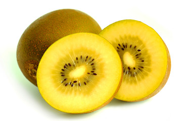 Golden Kiwi Fruit Healthy Diet Sliced.on white background.Healthy lifestyle and vitamin concepts