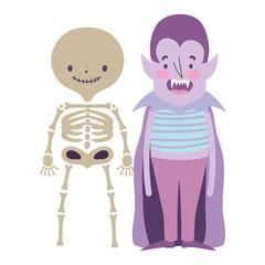 happy halloween celebration boys dracula and skeleton costume