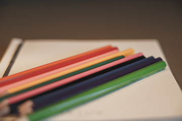 Fototapeta premium Colorful drawing pencils; vintage style