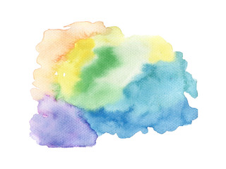 Abstract rainbow sky wet watercolor on white background hand draw