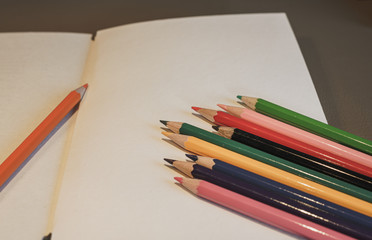 Colorful drawing pencils; vintage style