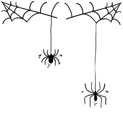spider web illustration with handddrawn doodle style
