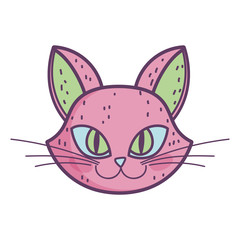 happy halloween celebration cat face pink color cartoon