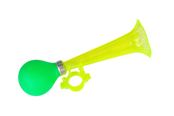 Bicycle horns or toy horns  used for the warning on the road on white background with clipping path
