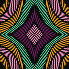 Purple Shibori Repeat Seamless Pattern. Pink Ikat American Watercolor Motif. Ikat Vector Texture. Damask Tie Dye Tribal Vector Pattern. Stripes.