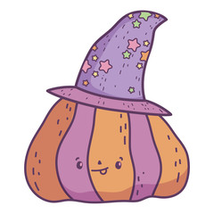 happy halloween celebration funny striped pumpkin with hat decoration
