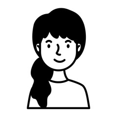 woman with horsetail character line style
