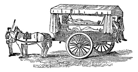 Ambulance Cart vintage illustration. © Morphart