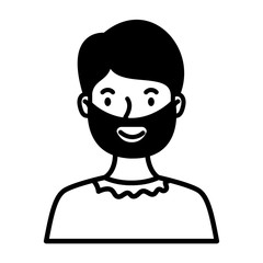 man with beard avatar character line style