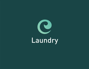 Creative abstract spiral sign logo for laundry or dry cleaning company