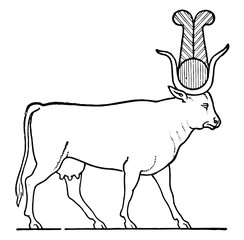 Egyptian God, Hathor vintage illustration.