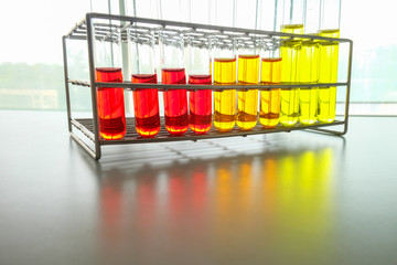 colorful test tube in laboratory