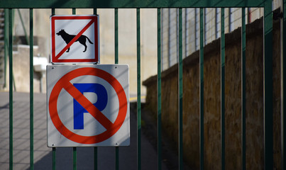 No dogs, no parking signs, Piran, Slovenia