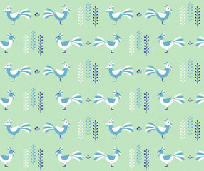 鳥　北欧風　パターン　背景