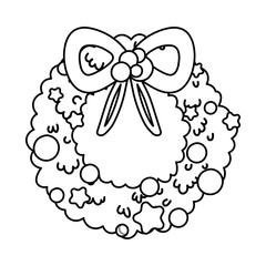 wreath garland ribbon merry christmas thick line