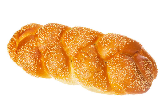 Braided challah with sesame seeds