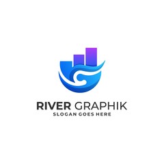 Building With Leaf and Circle Concept Illustration Vector Template.