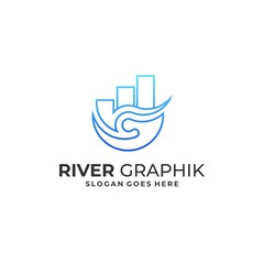 Building With Leaf and Circle Concept Illustration Vector Template.