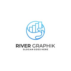 Building With Leaf and Circle Concept. Illustration Vector Template.