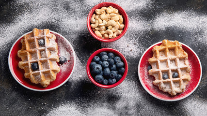 Christmas breakfast with waffles.