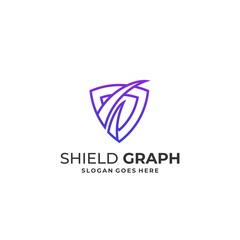 Shield With Graph Illustration Vector Design Template