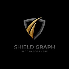 Shield With graph Illustration Vector Design Template