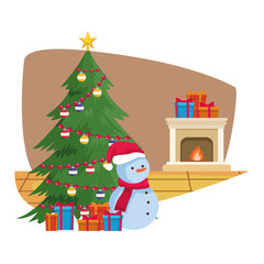 christmas tree and snowman, colorful design