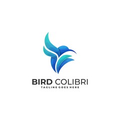 Humming Bird Colorful Designs Concept illustration Vector Template.