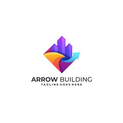 Building With Arrow Concept Vector template.
