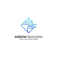 Building With Arrow Concept Vector template.