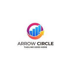 Graph With Arrow and Circle Concept Vector template.