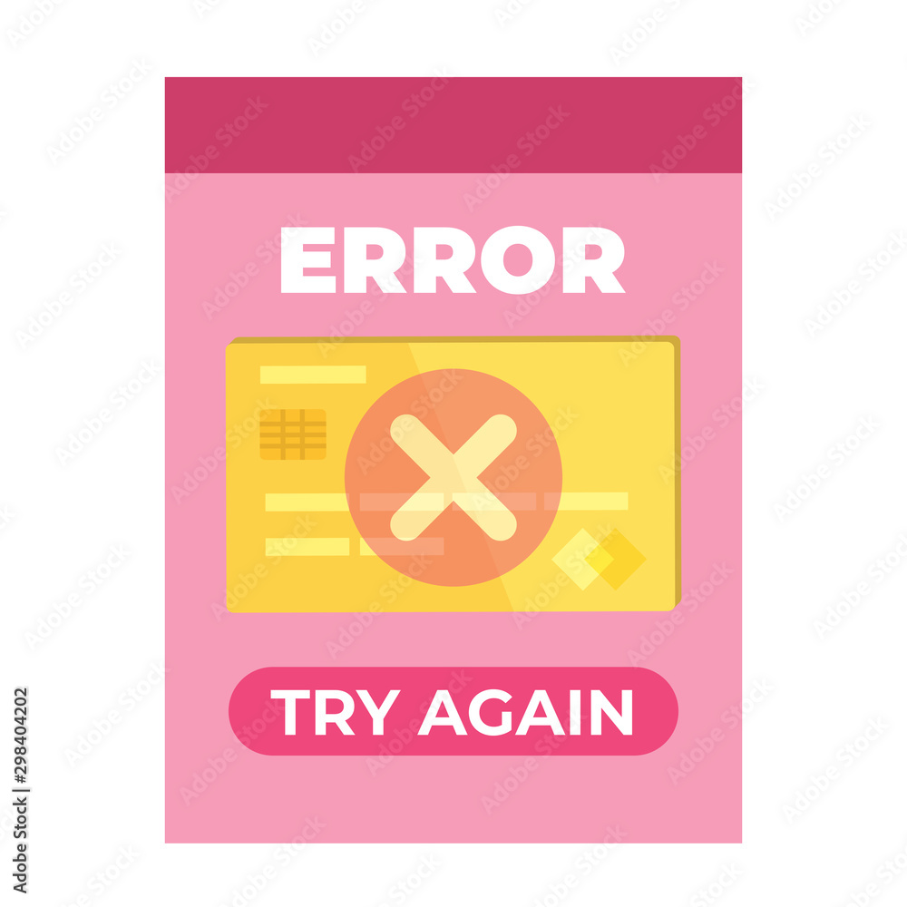 Poster payment error info message page concept. ui gui screen template for smartphone. vector illustration.