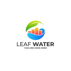 Leaf with Water Designs Concept illustration Vector Template.